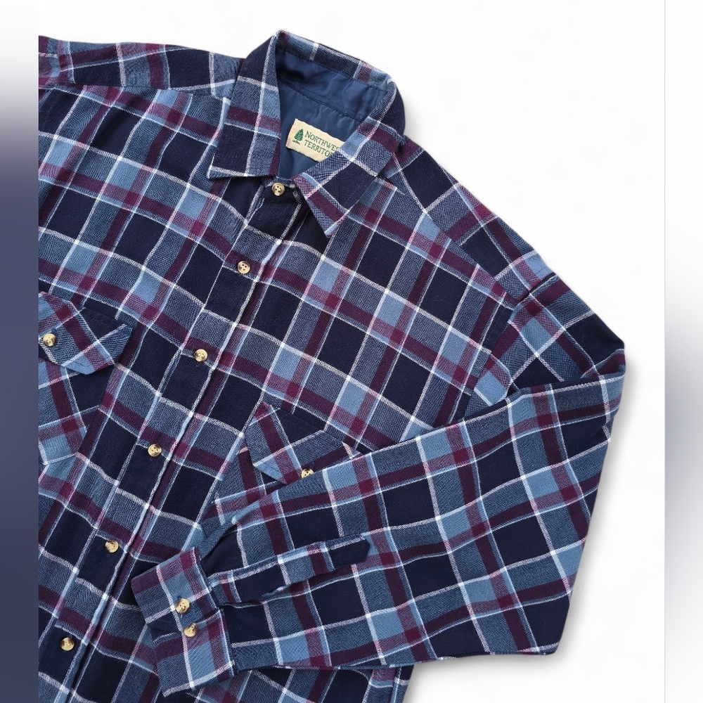 Northwest Territory Plaid Flannel Acrylic Button Down Long Sleeve Size Medium